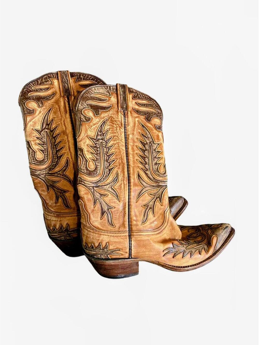 Luchesse Classic Handmade Leather Western Cowboy Boots Tan Women's Size 9 1/2 B